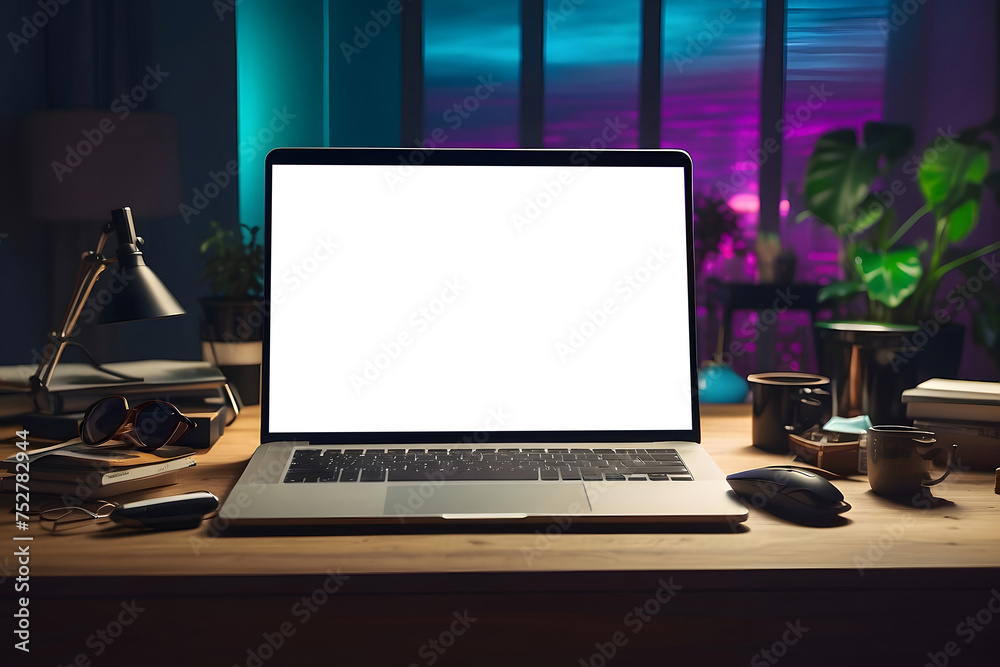 Workspace design with mockup blank screen laptop computer design. Workspace design with mockup blank screen laptop computer design.