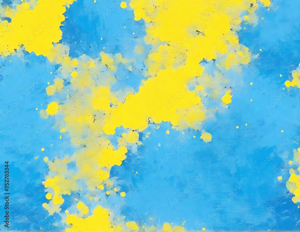 Blue and yellow rough grunge texture background. Ai generate 