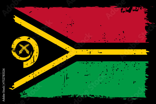 Vanuatu flag - vector flag with stylish scratch effect and black grunge frame.