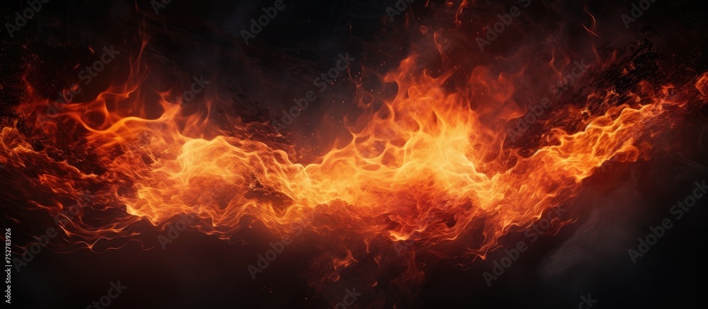 Dynamic Fire Flames Burning Bright on a Dark Background for Fiery Concepts
