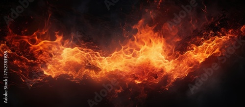 Dynamic Fire Flames Burning Bright on a Dark Background for Fiery Concepts