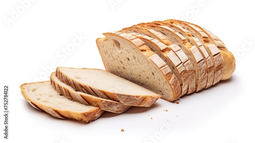 Rustic Comfort: Sliced Sourdough Bread Isolated on White Background