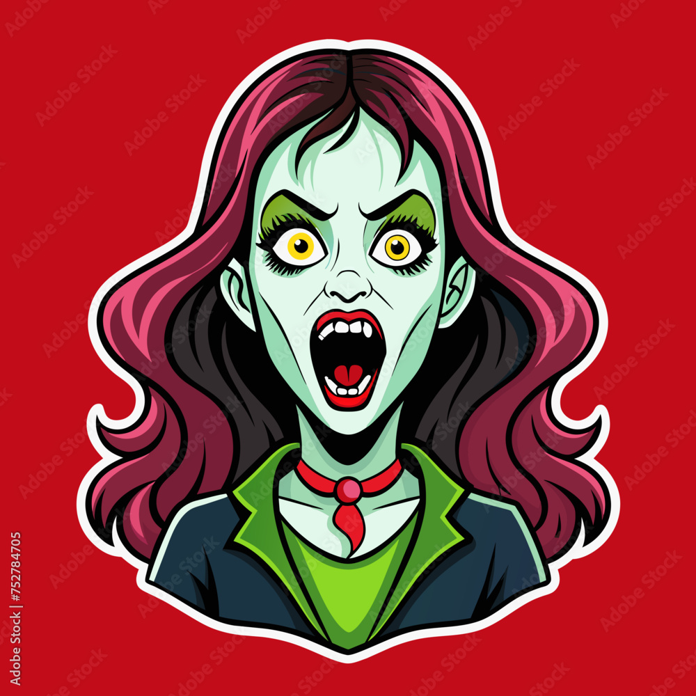 Tshirt sticker of a Scream Queen Vibes Attitude Horror Girl Sticker
