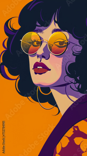 Vintage portrait illustration from the 70s with a pop twist