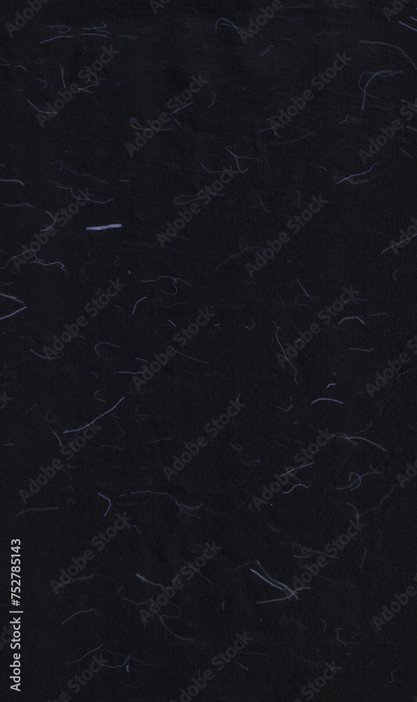 Kraft unique organic black paper texture with detailed blue fibers.