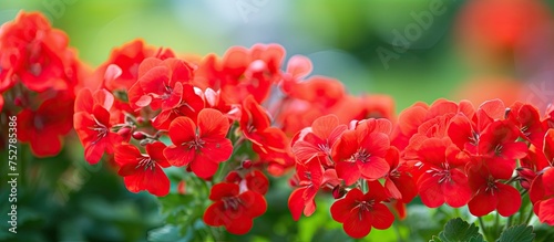 Vibrant Red Blossoms Blooming Beautifully in a Lush Garden Setting