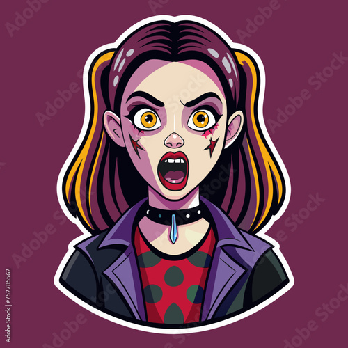 Tshirt sticker of a Scream Queen Vibes Attitude Horror Girl Sticker
