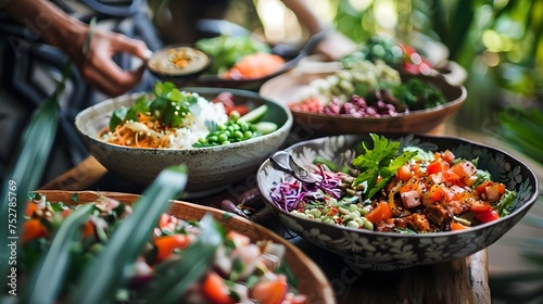 Indian Salad Bar at Outdoor Event in Ibiza, To promote a healthy, sustainable lifestyle and market fresh, organic produce and ingredients photo