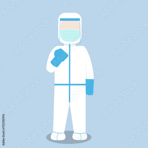 medical spirit fight viruses and diseases, Fight coronavirus, Medical wearing hazmat suit spirit vector illustration