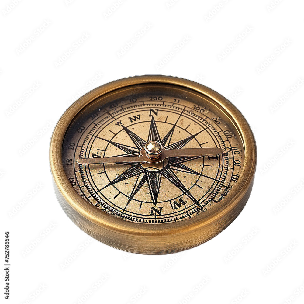 old compass isolated on white background