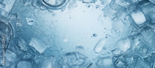 Crystalline Ice Texture Backdrop of Glistening Ice Cubes for Fresh and Cool Designs