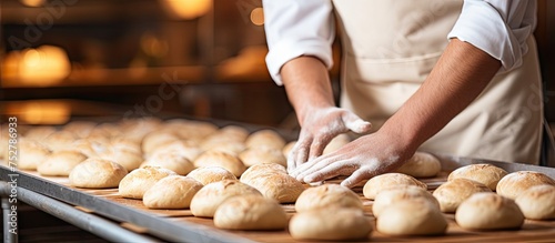 Artisan Baker Preparing Delicious Pastry in a Rustic Kitchen Setting
