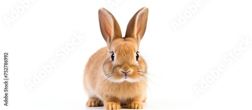 Adorable Bunnies  Tiny Rabbit Relaxing on Blank White Surface in Bright Sunlight