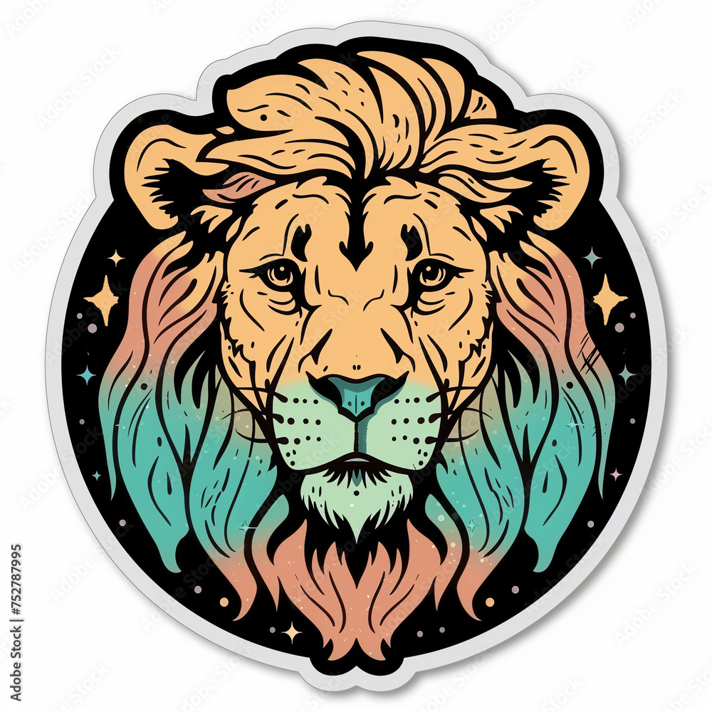 leo zodiac, bright sticker on a white background leo zodiac, bright sticker on a white background