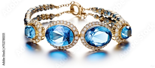 Elegant Blue and White Bracelet with Shimmering Diamonds, Luxury Jewelry Accessory