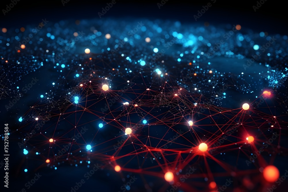 Obraz premium Cybernetic Constellations Abstract Network Secur