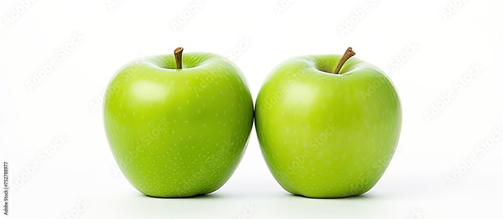 Vibrant Green Apples Set on Clean White Background for Fresh Produce Concept Vibrant Green Apples Set on Clean White Background for Fresh Produce Concept