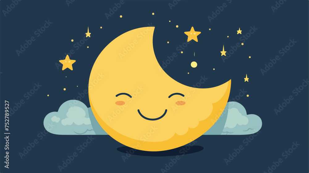 Cute yellow moon vector graphic illustration suitable
