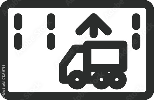 ミニ標識の線画単品イラスト　牽引自動車の高速自動車国道通行区分