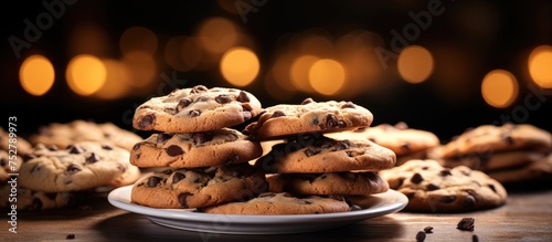 Delicious Homemade Chocolate Chip Cookies on Wooden Table Ready to Serve