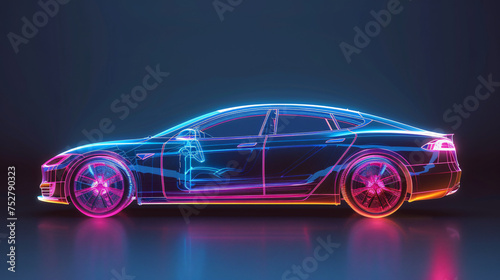 Rendering of an outlined car