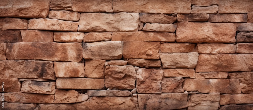 A sturdy stone wall built with brown bricks, creating a durable and reliable structure. The bricks are neatly stacked, forming a protective barrier.
