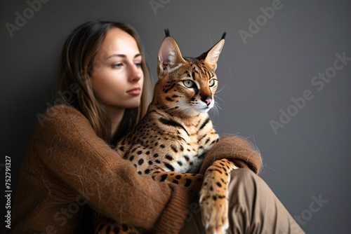 Leopard Print Fever A Woman's Love for Her Exotic Feline Friend Generative AI