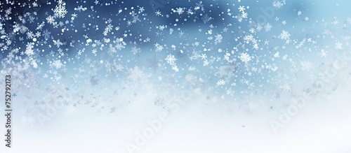 Frosty Blue Winter Wonderland Background with Intricate Snow Flakes
