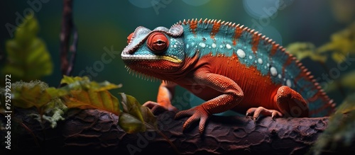 Vibrant Gecko Perched on Top of a Colorful Rock in its Natural Habitat