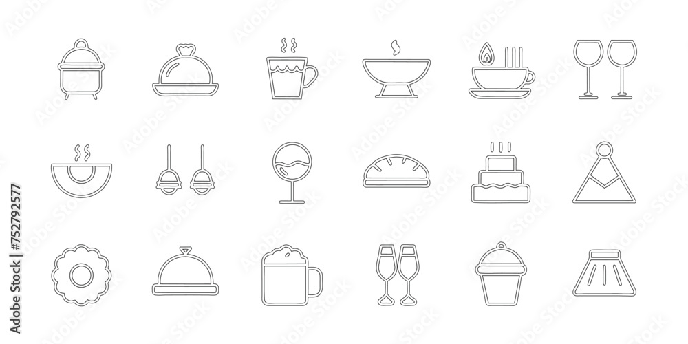 menu restaurant icons set