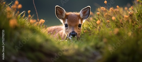 Curious Fawn Peeks Through the Forest in a Tender Moment of Innocence and Wonder