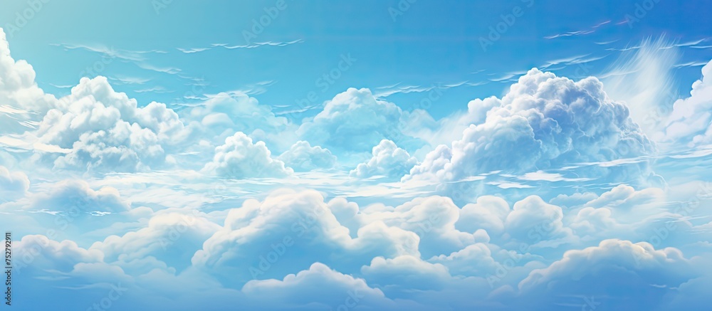 Tranquil Blue Sky Adorned with Fluffy White Clouds in a Perfect Summer Day