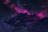 Pink Mountain Range at Night A Stunning View of the Milky Way Generative AI
