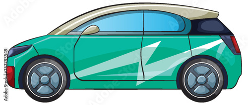 Colorful vector graphic of a contemporary electric vehicle