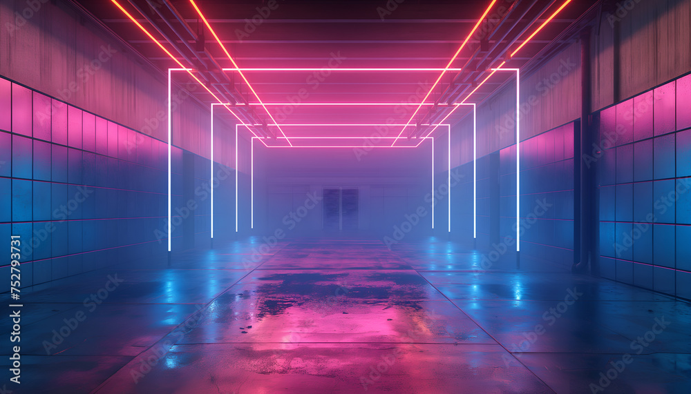 Futuristic Neon light garage background