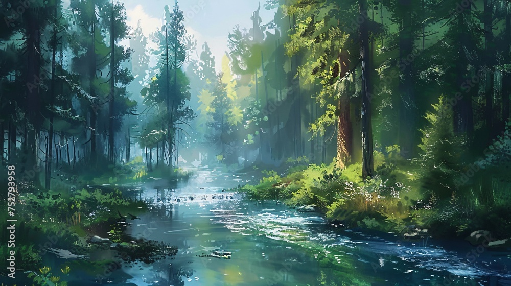 April Showers Bring May Flowers A Serene Forest Scene Generative AI April Showers Bring May Flowers A Serene Forest Scene Generative AI