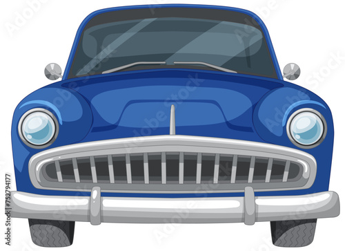 Vector graphic of a retro blue automobile