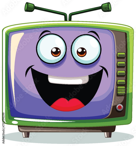 Colorful, smiling television with a happy expression.