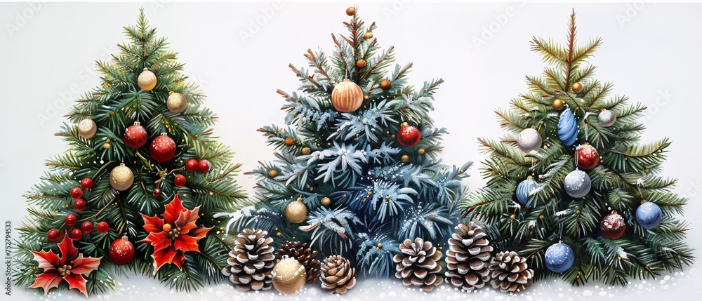 Winter Wonderland A Festive Christmas Tree Adorned with Ornaments and Pinecones Generative AI Winter Wonderland A Festive Christmas Tree Adorned with Ornaments and Pinecones Generative AI