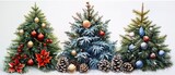 Winter Wonderland A Festive Christmas Tree Adorned with Ornaments and Pinecones Generative AI