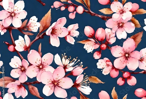 seamless pattern with cherry blossom