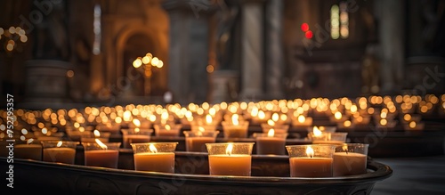 Peaceful Candlelit Atmosphere in a Beautiful Old Church with Soft Illumination