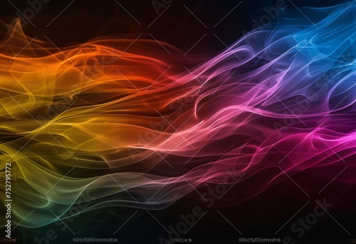 Colorful Smoke Waves A Vibrant Blend of Pink, Orange, and Blue Generative AI