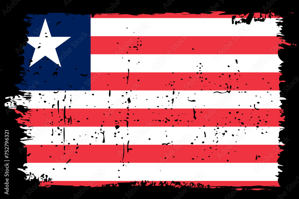Liberia flag - vector flag with stylish scratch effect and black grunge frame. Liberia flag - vector flag with stylish scratch effect and black grunge frame.
