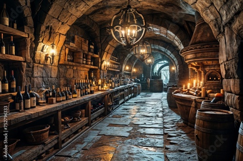 Wine cellar in the old city of Lviv. Ukraine. photo