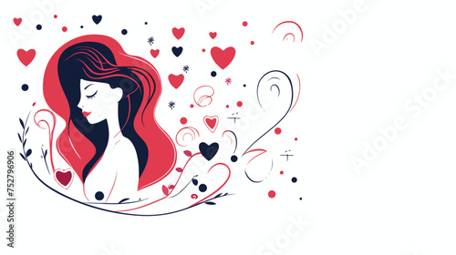 Line Art vector symbols of love for Happy Womens Day