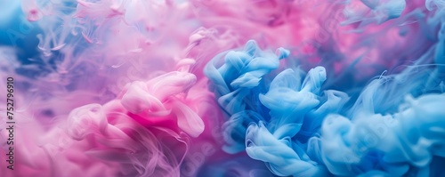 Abstract Image of Dynamic Pink and Blue Ink Swirls in Water. Concept Abstract Art, Dynamic Colors, Ink Swirls, Water Photography, Pink and Blue Palette