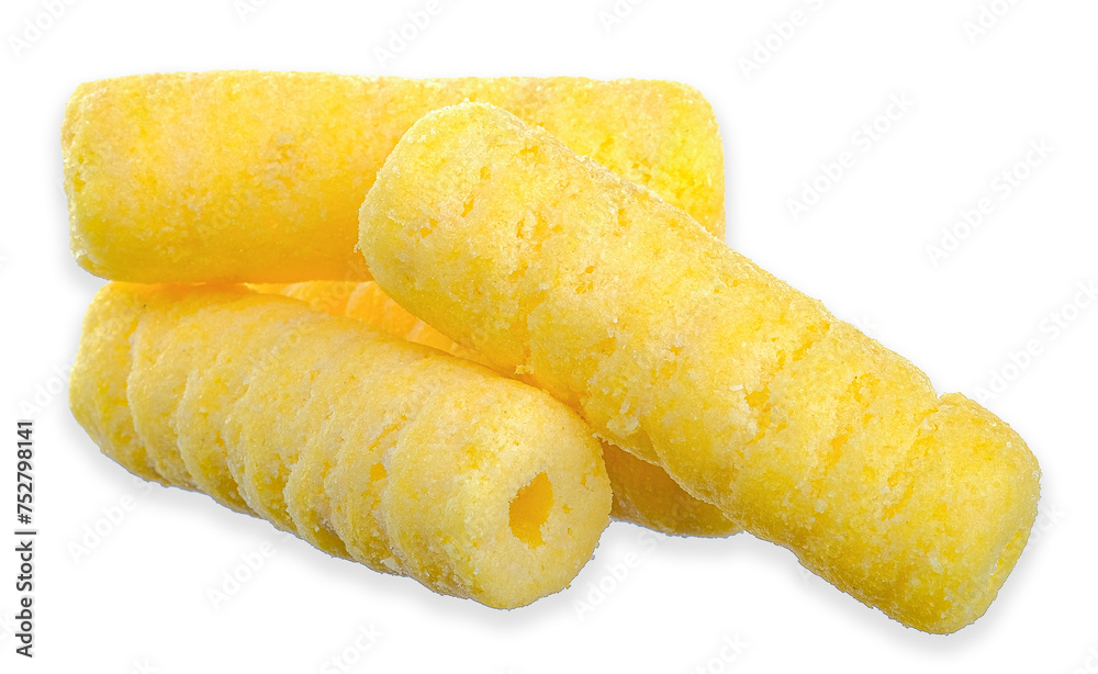 Hole corn snack roll isolated on white background Hole corn snack roll isolated on white background
