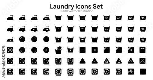 Filled laundry icons set vector illustration design.