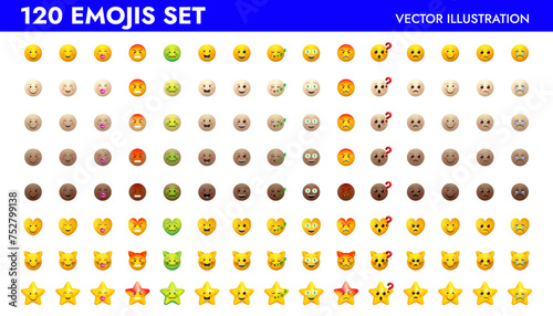Emoji set vector illustration design. Facial circle signs for messengers.